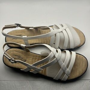 Easy Street Women’s Lobo White Sandals Comfort Wave Paddled Insole US Size 12 M